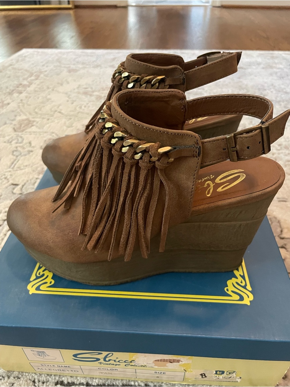 Women’s Brown Fringe Wedge Sandals